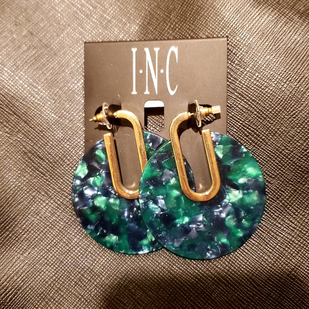 Acrylic blue and green earrings